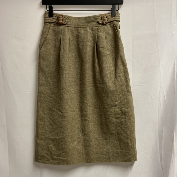 NWT Urban Renewal Tweed Wool A-Line Midi Skirt Green Tan Size 6 - Picture 1 of 7